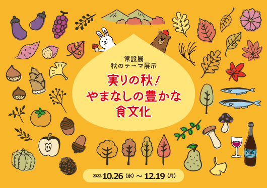 テーマ展示「資料でめぐる山梨の旅」の案内表示