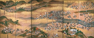 川中嶋合戦図屏風(左隻)