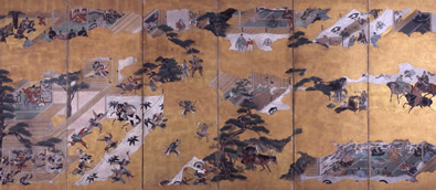 曽我物語図屏風(左隻)